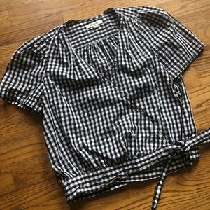 Madewell Gingham Wrap Front Blouse